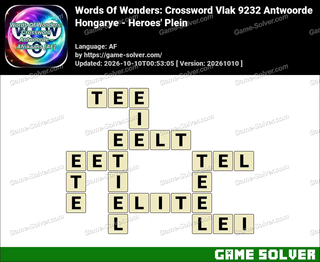Words Of Wonders: Crossword Vlak 9232 Antwoorde – Hongarye – Heroes’ Plein